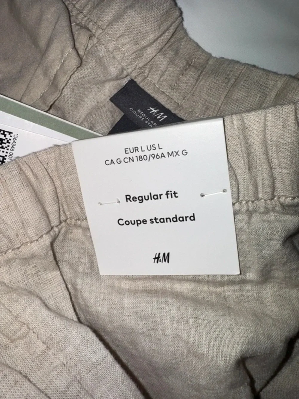 H&M Men's Lightweight Linen Blend Drawstring Pants - Taupe